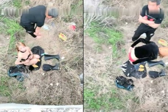 阳光明媚的午后就是要在大自然打一炮，多人约炮留下爱液的痕迹（5）